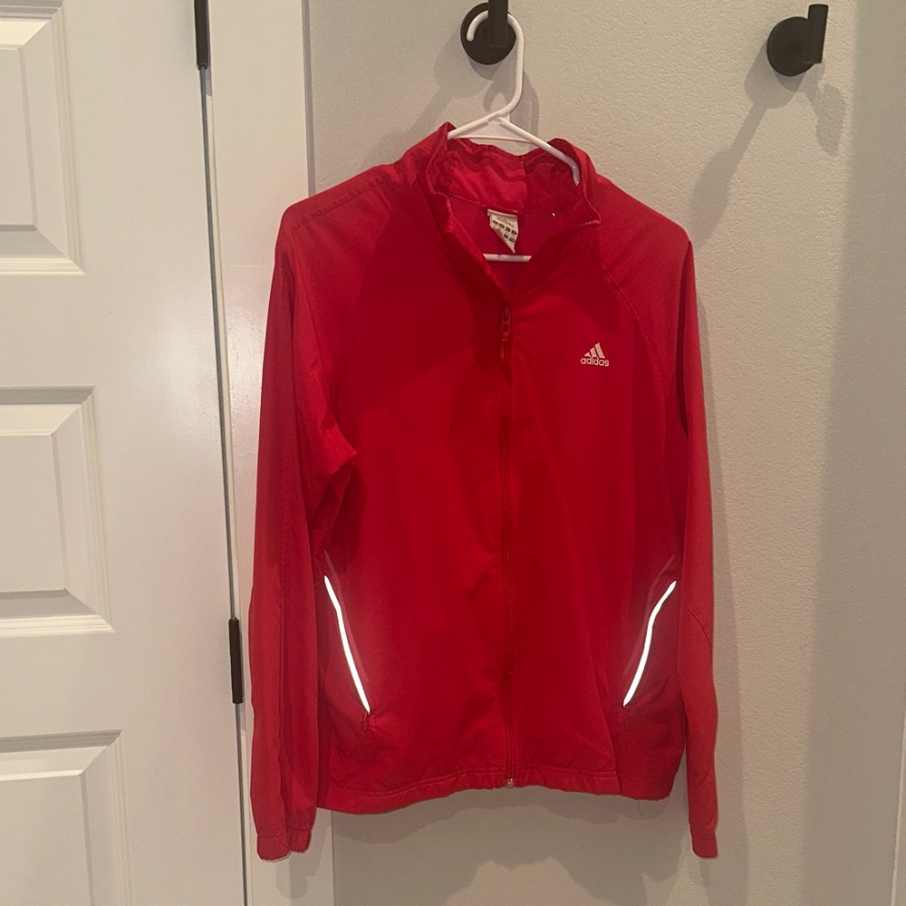 EUC Adidas Vibrant Maroon Pink Jacket Coat with Reflective Accents Size Large L